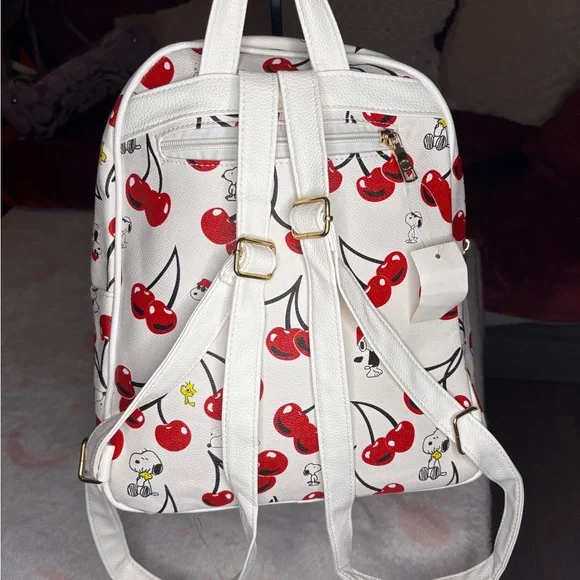 Cherry and Snoopy Print Backpack with small cross body bag. - Picture 2 of 8